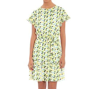 London Times Printed Elastic Waist Ruffle Dress